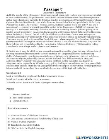 Ielts reading matching names