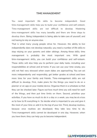 Reading TIME MANAGEMENT