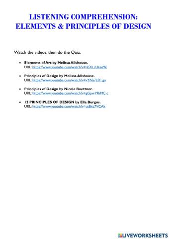 Listening Comprehension: Elements and Principles of Design