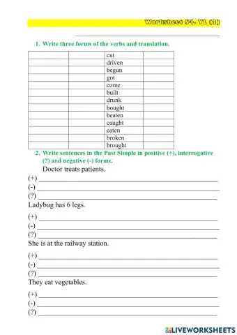 Worksheet 54 YL(2)