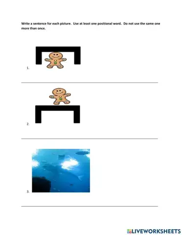 Positional words sentence starter