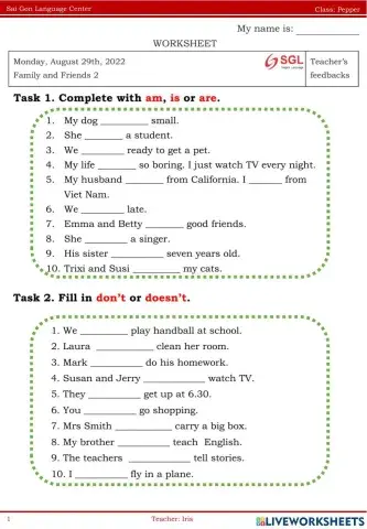 Present Simple Tense Exercise