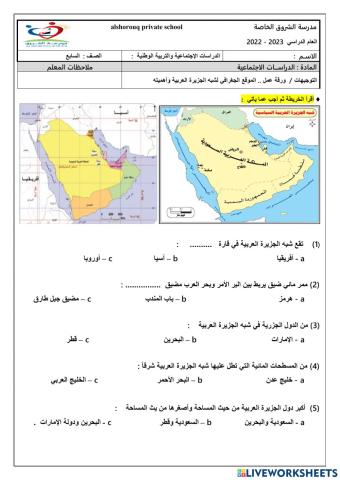 الموقع الجغرافي لشبه الجزيرة العربية وأهميته
