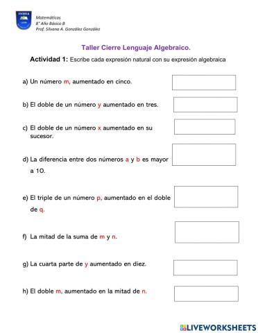 Cierre de Lenguaje Algebraico