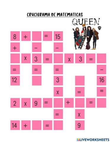 Crucigrama de Matematicas primaria