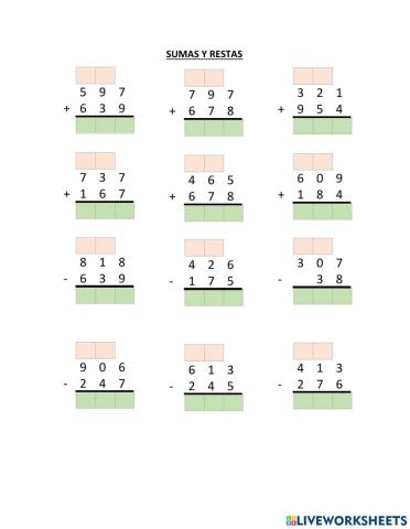 Sumas llevando y restas de 3 cifras