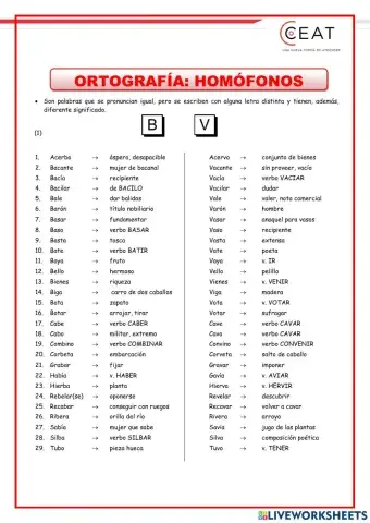 Ejercicios de Ortografía para Secundaria