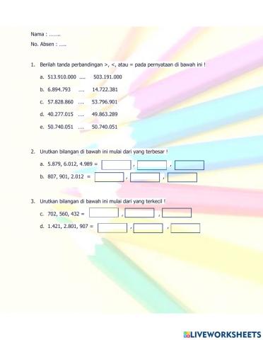Banding urut bilangan cacah besar