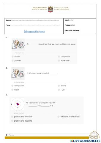 Grade 9 Diagnostic exam