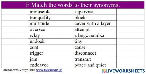 Apollo Mission Match the synonyms