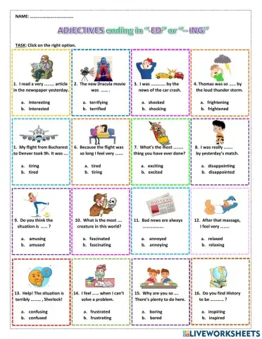 Adjectives ending in --ed- -ing-