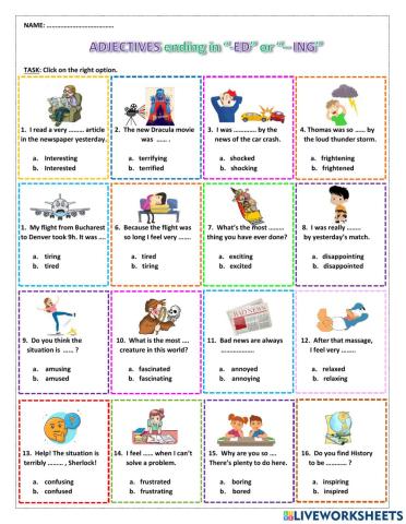 Adjectives ending in --ed- -ing-