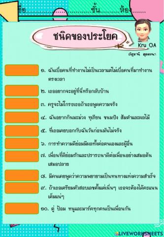 ชนิดของประโยค