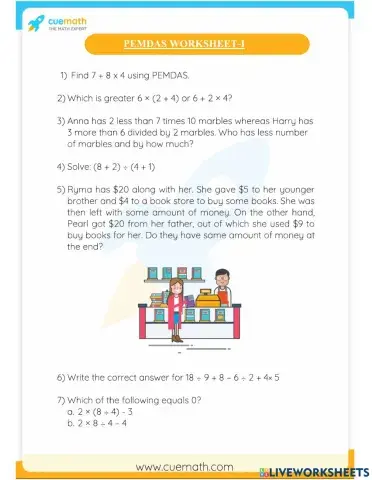 PEMDAS Worksheet (cuemath)
