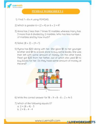 PEMDAS Worksheet (cuemath)