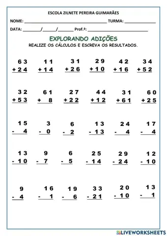 Adição e subtração
