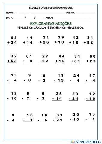 Adição e subtração