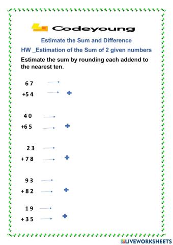 Estimation of the Sum of 2 given numbers