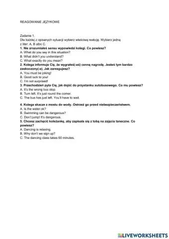 Reagowanie językowe