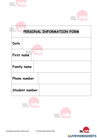 Personal information form -typing practice
