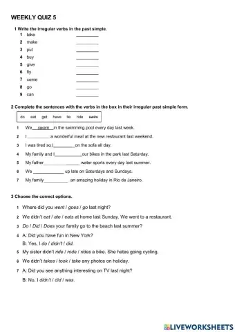 Simple past irregular verbs