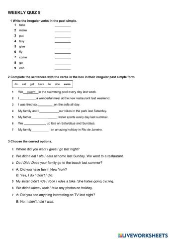 Simple past irregular verbs