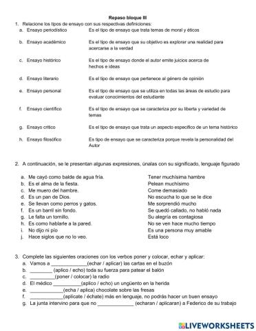 Repaso Lenguaje Bloque III
