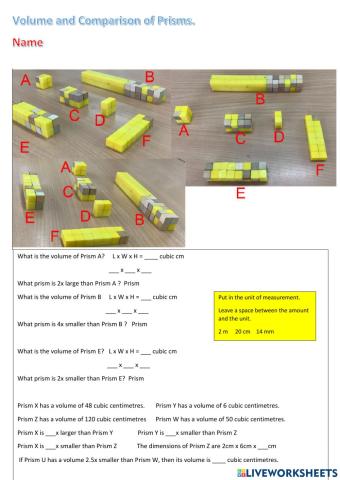 Volume and Comparison of Rectangular Prisms