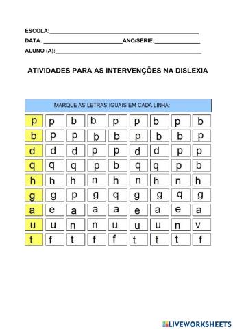 ATIVIDADE - dislexia