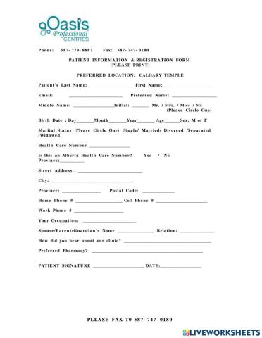 Medical registration Form