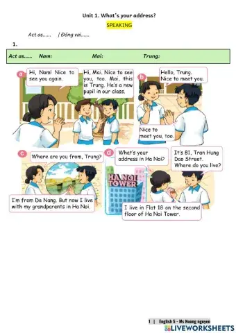 E5U1 (speaking) What's your address?? -nuongnguyen