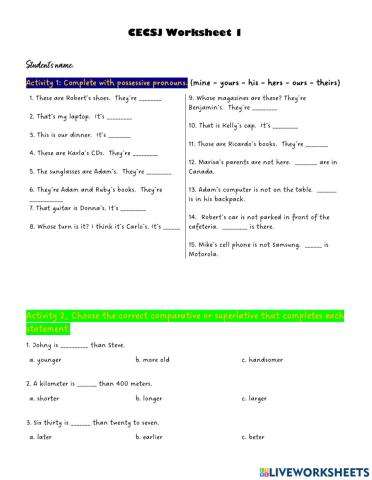 Comparatives and simple past tense