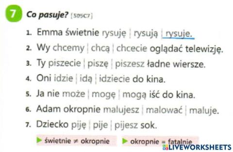 Koniugacja -ę, -esz - wybór