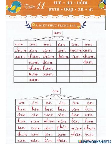 Tiếng Việt 1 - Tuần 11