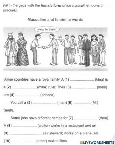 Masculine and feminine words