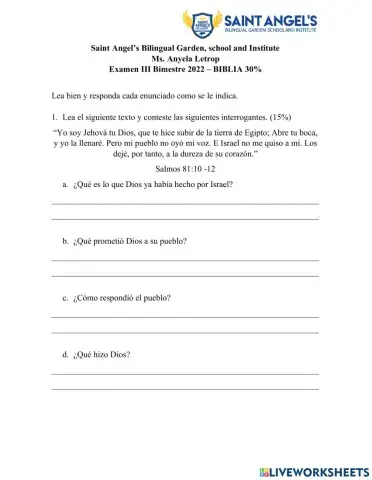 Bible Test 3rd partial