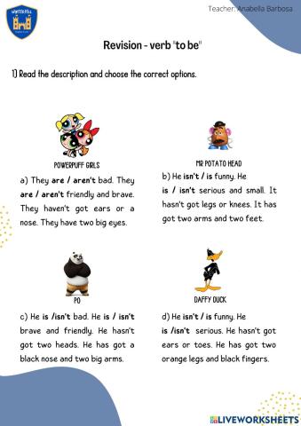 Verb to be personality adjectives