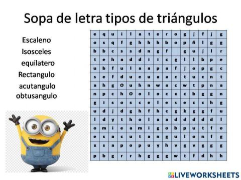 Sopa de letra tipos de triángulo