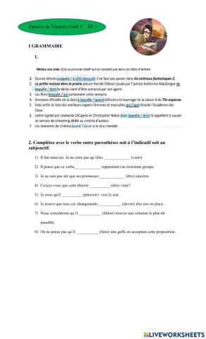 B1.1 Épreuve Unité 3