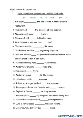 Adjectives and Prepositions