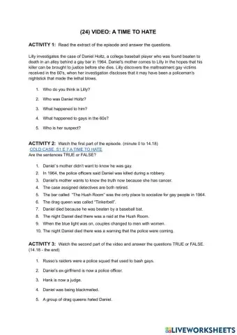 Video a time to hate