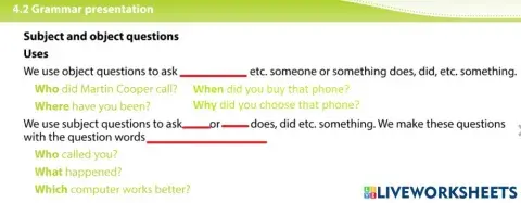 Subject and Object questions