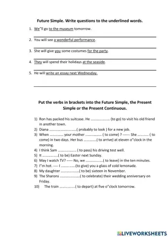 Presrnt simple, future simple, present continuous