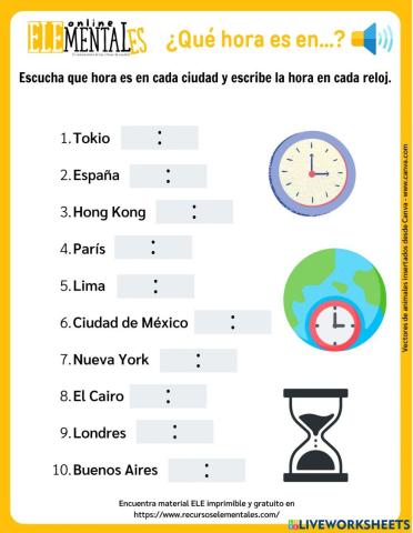 La hora en español - Comprensión auditiva
