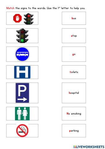 Match the signs to the sign words