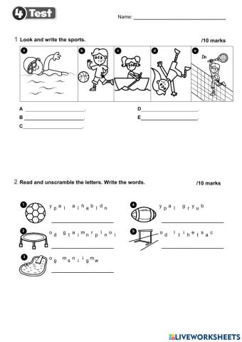 Kids 2 - Test u… | Free Interactive Worksheets | 6894125