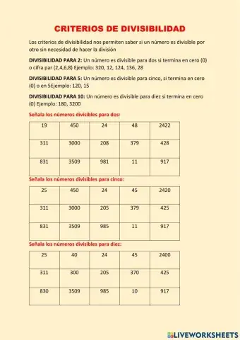 Criterios de divisibilidad