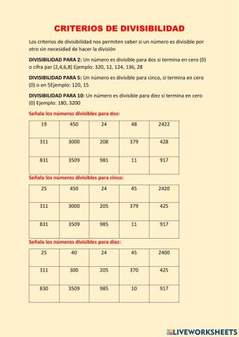 Criterios de divisibilidad