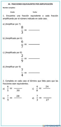 44. fracciones equivalentes por amplificación