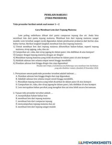 Ulangan Harian 1 (Teks Prosedur)